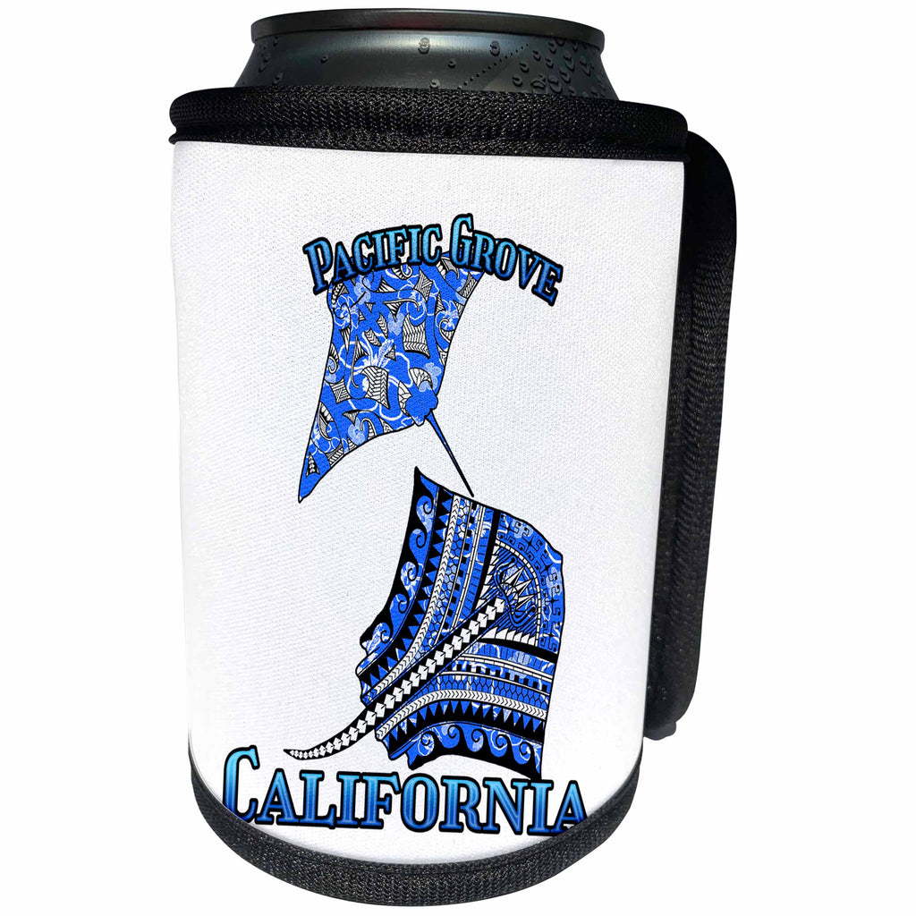 3dRose Blue tribal stingray for any vacation to Pacific Grove,... - Can Cooler Bottle Wrap (cc-380237)