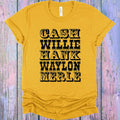 Cash Willie Hank Waylon Merle Graphic Tee