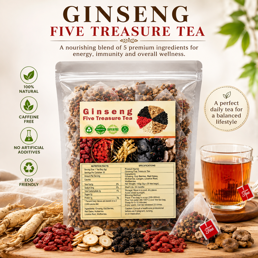 Ginseng Five Treasure Tea – Premium Natural Herbal Wellness Blend