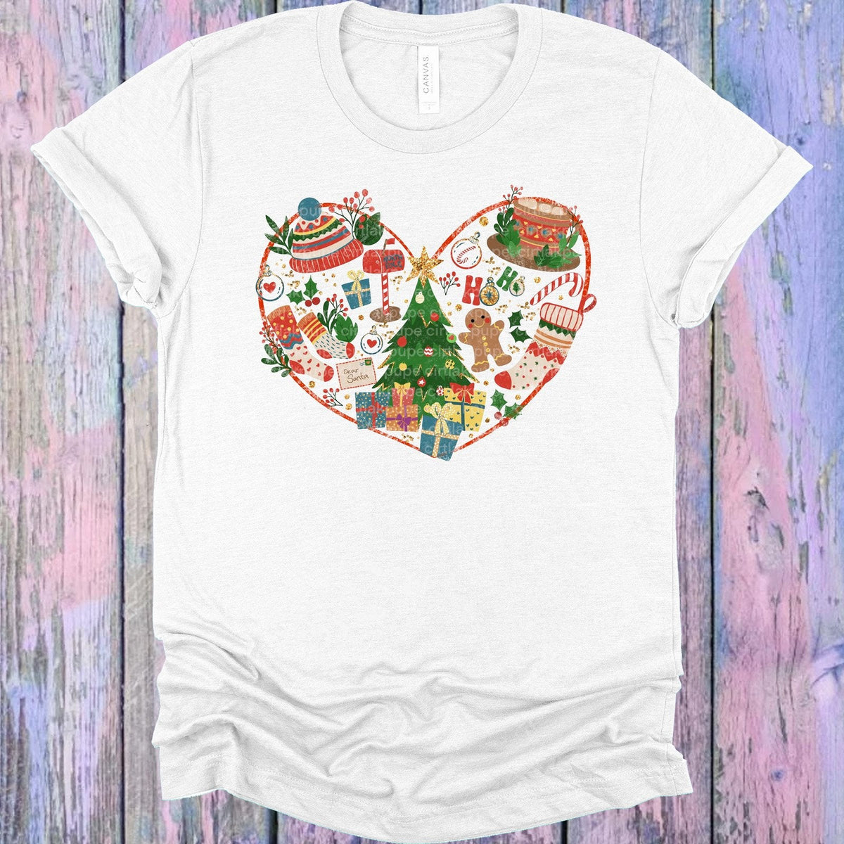 Christmas Doodle Heart Graphic Tee