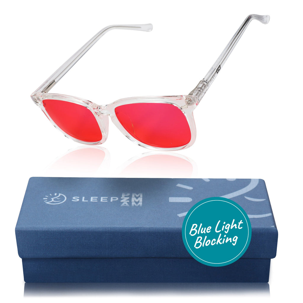 SleepAidMax Red Wayfarer Blue Light Glasses – Crystal