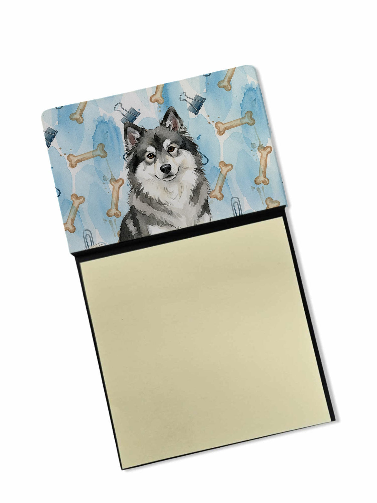 Keeshond Coworker Watercolor Sticky Note Holder Refillable Dispenser Desk Accessory 3x3 Pad Gift