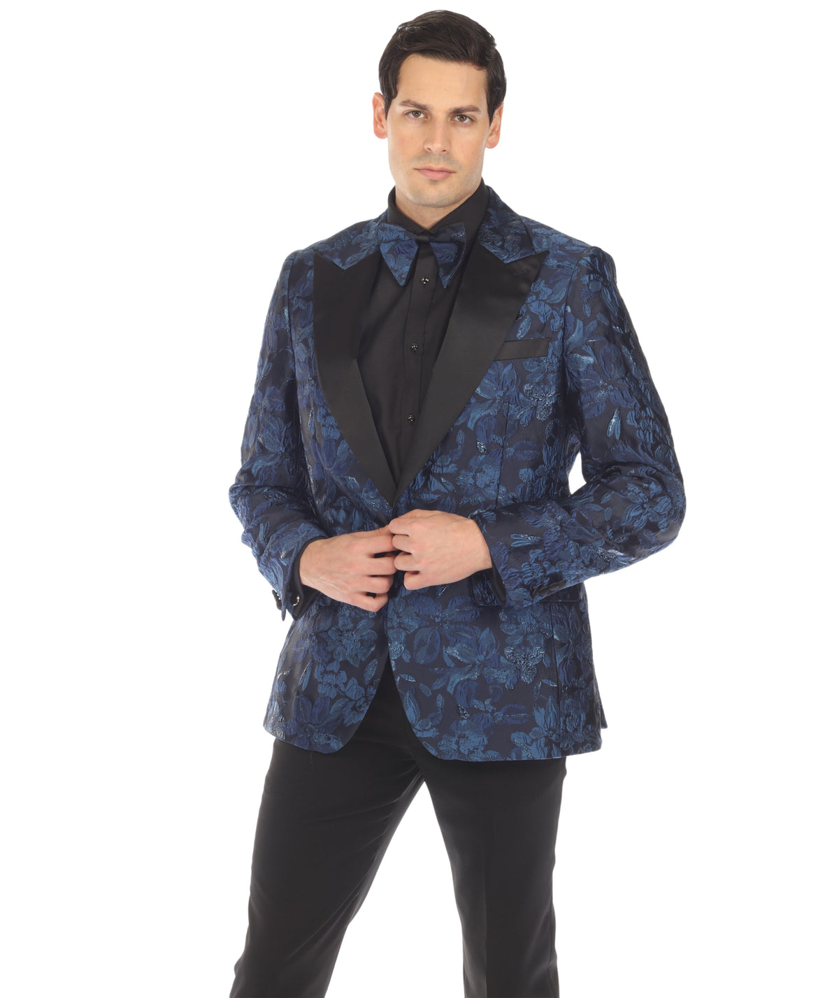 Men's Drake Blue Peak Lapel Tuxedo 1 Button 2 Vent Slim Fit Blazer