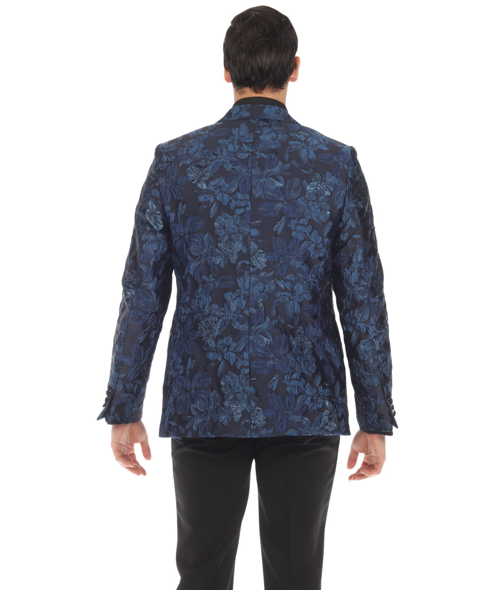 Men's Drake Blue Peak Lapel Tuxedo 1 Button 2 Vent Slim Fit Blazer