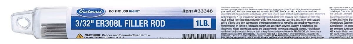 Filler Rod ER308L 3/32 1LB - 33348