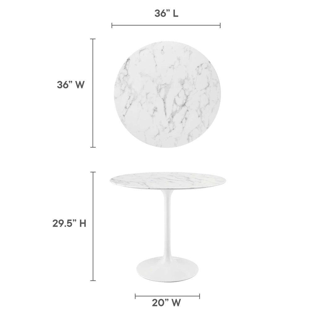 Lippa 36" Round Faux Marble Dining Table by Modway - EEI-1129