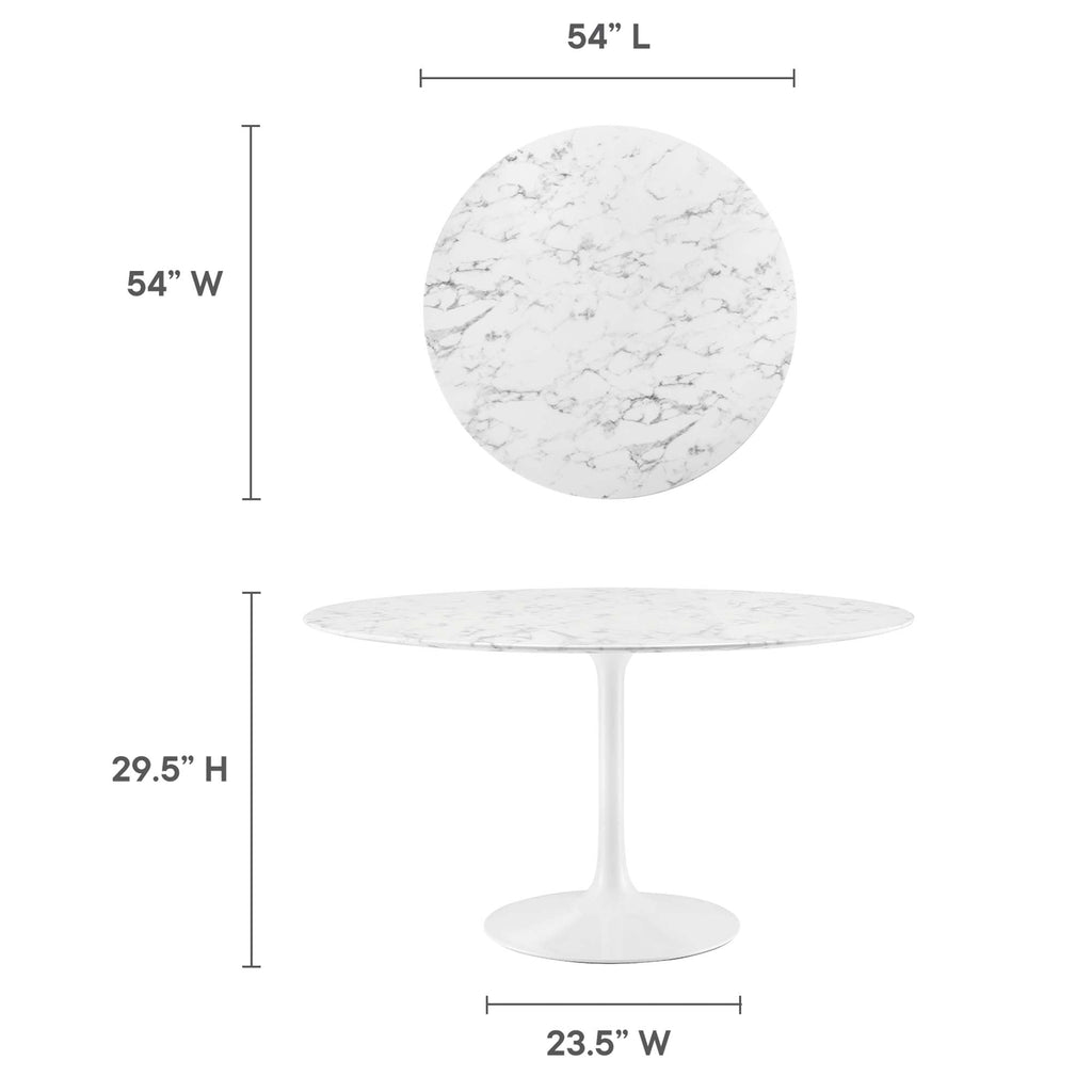 Lippa 54" Round Faux Marble Dining Table by Modway - EEI-1132