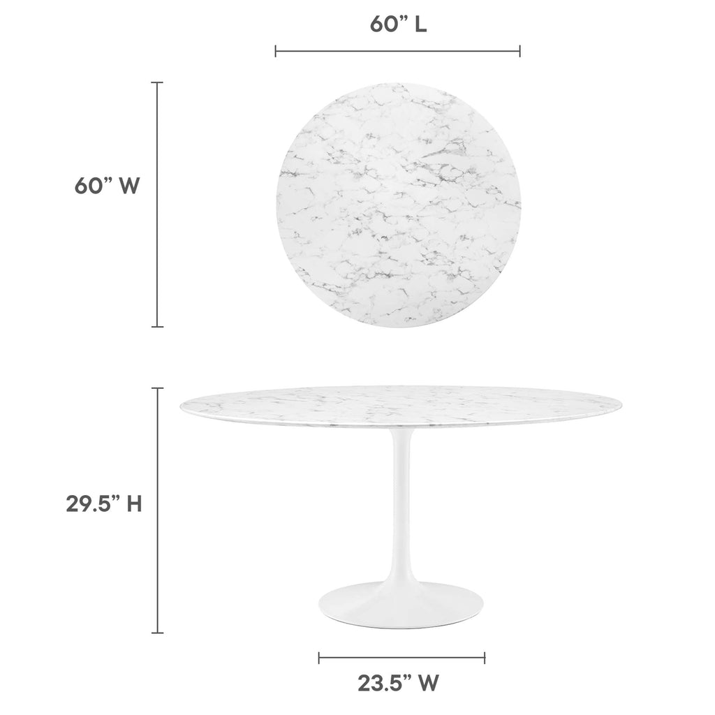 Lippa 60" Round Faux Marble Dining Table by Modway - EEI-1133