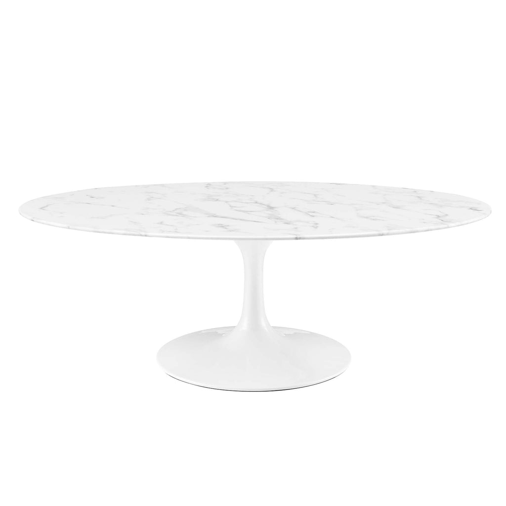 Lippa 48" Oval Faux Marble Coffee Table by Modway - EEI-2022
