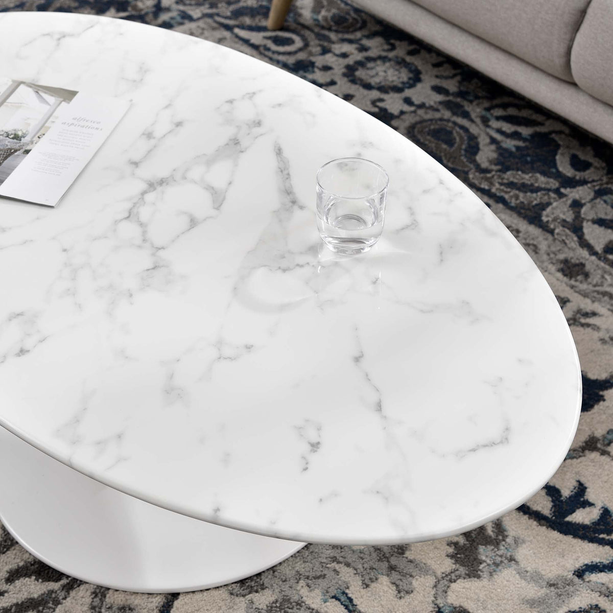 Lippa 48" Oval Faux Marble Coffee Table by Modway - EEI-2022