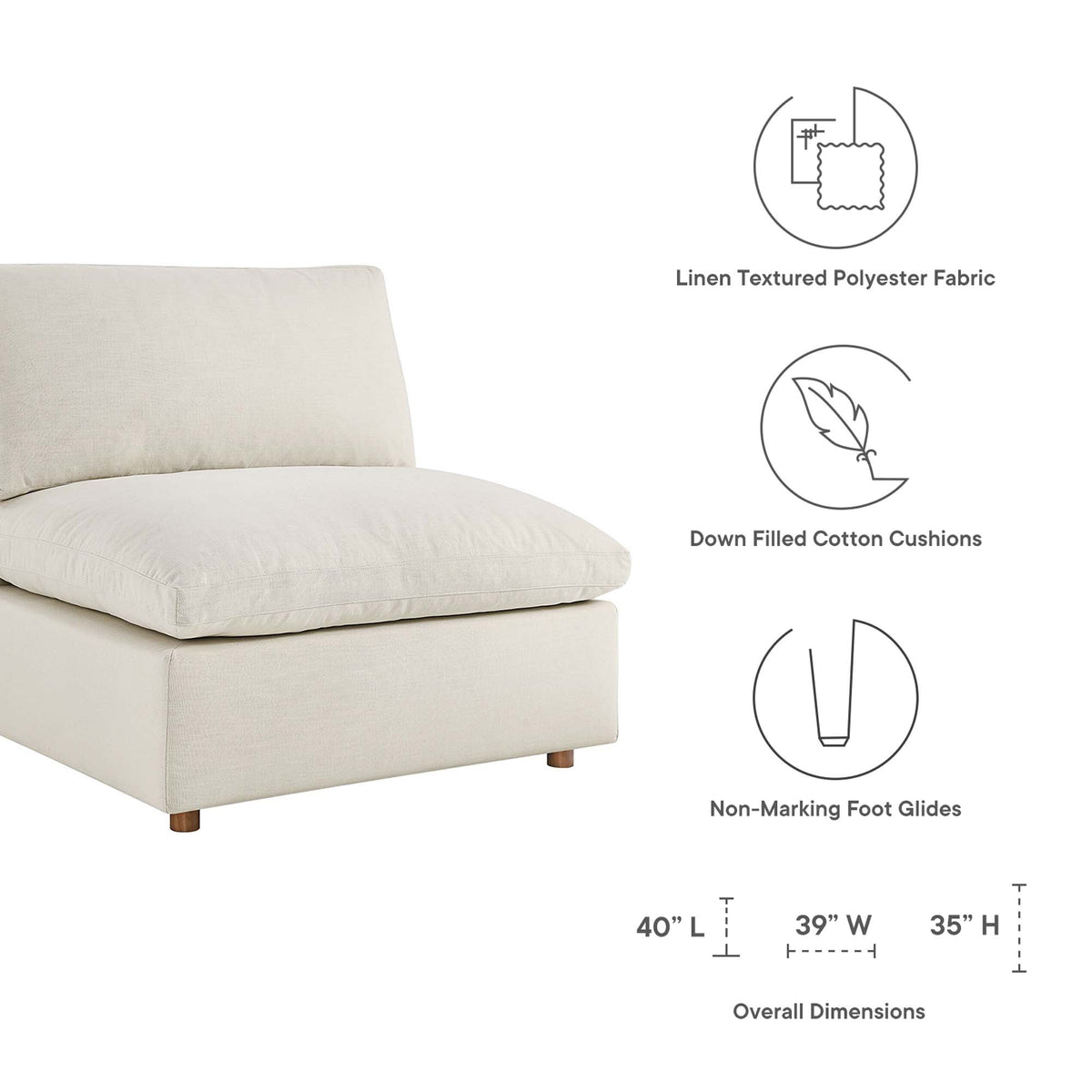Commix 4 Piece Down Filled Overstuffed Sectional Sofa Set by Modway - EEI-3357
