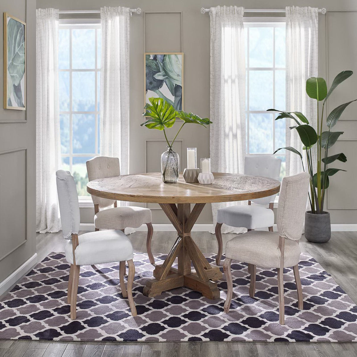 Stitch 71" Round Pine Wood Dining Table by Modway