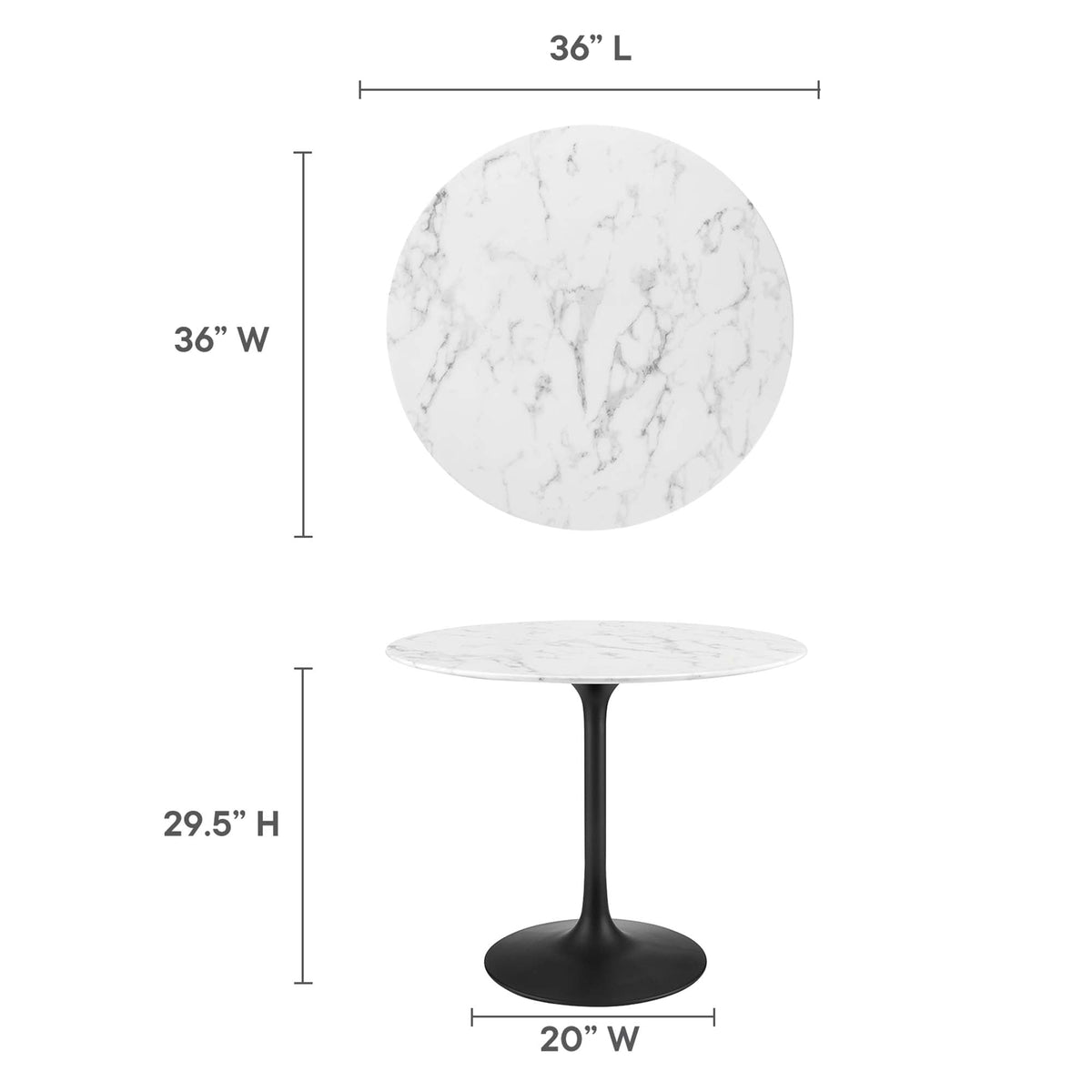 Lippa 36" Round Faux Marble Dining Table by Modway - EEI-3516