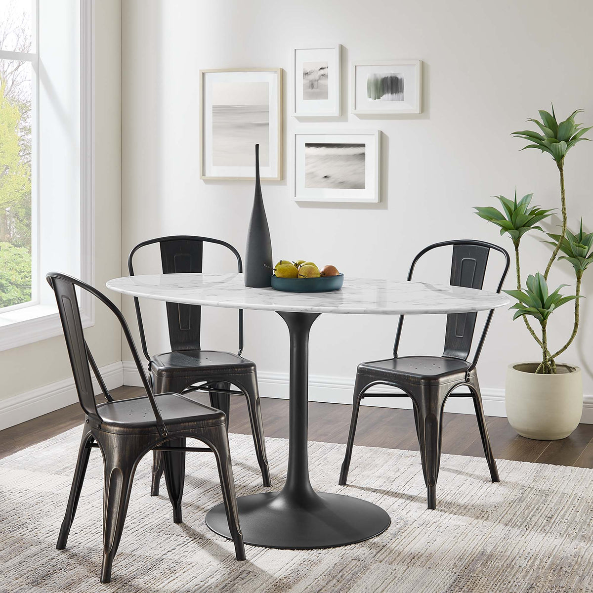 Lippa 54" Oval Faux Marble Dining Table by Modway - EEI-3530