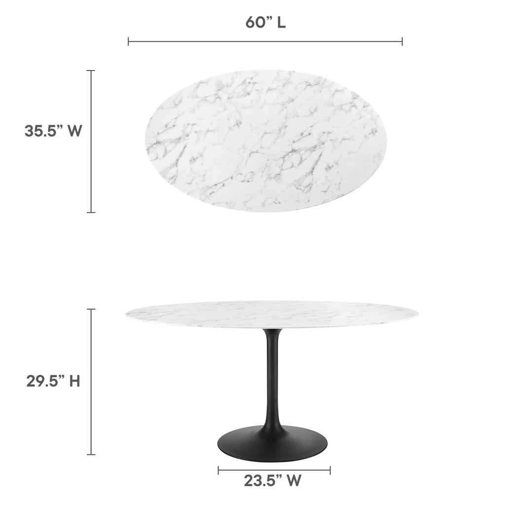 Lippa 60" Oval Faux Marble Dining Table by Modway - EEI-3531