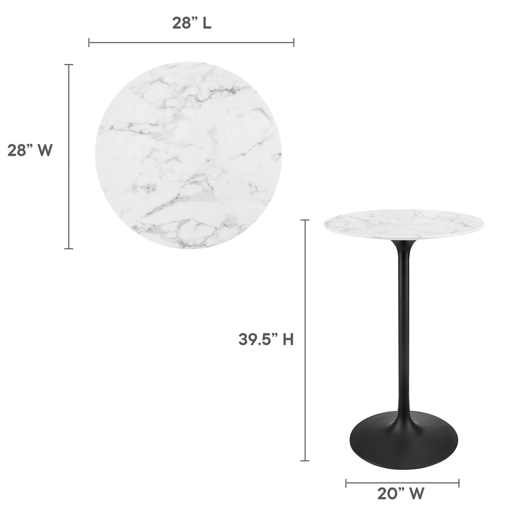 Lippa 28" Round Faux Marble Bar Table by Modway - EEI-3547