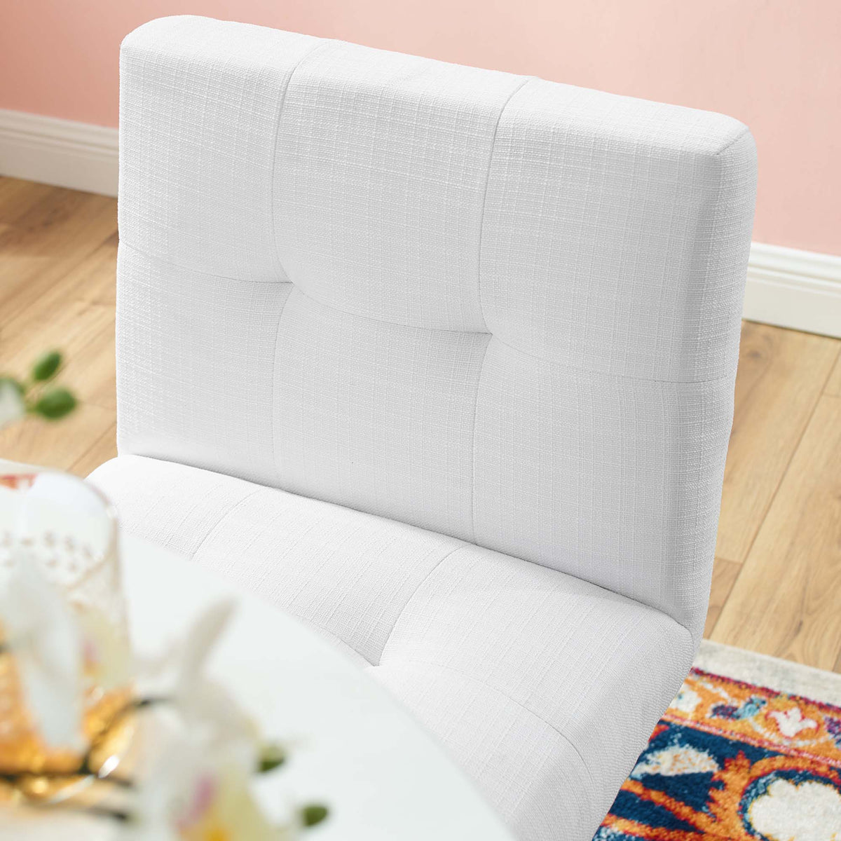 Privy Gold Stainless Steel Upholstered Fabric Counter Stool by Modway