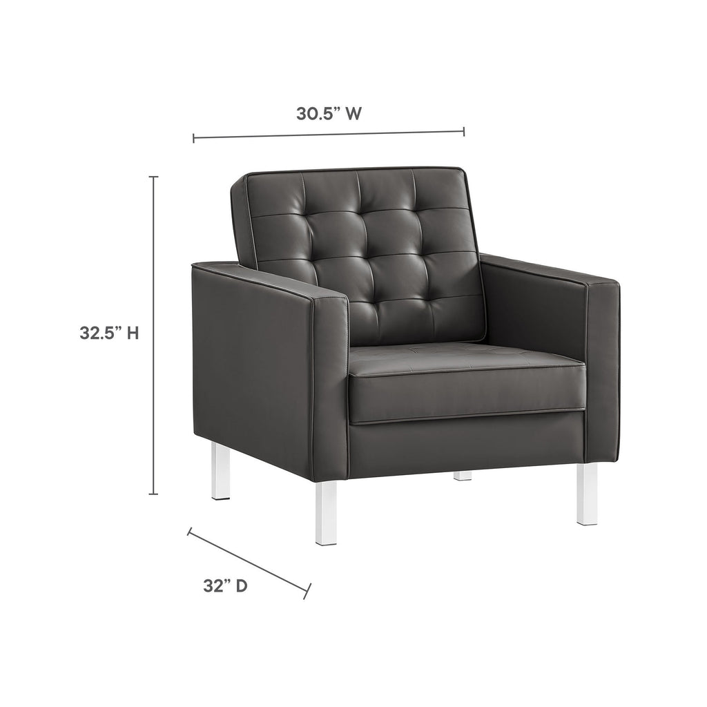 Loft Tufted Upholstered Faux Leather Sofa and Armchair Set by Modway