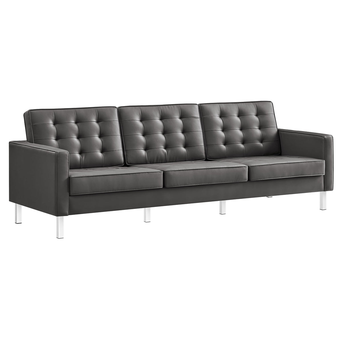 Loft Tufted Upholstered Faux Leather Sofa and Armchair Set by Modway