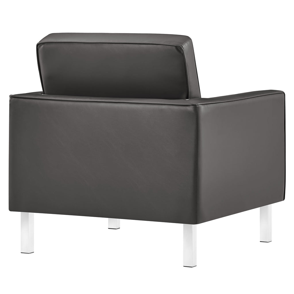 Loft Tufted Upholstered Faux Leather Sofa and Armchair Set by Modway