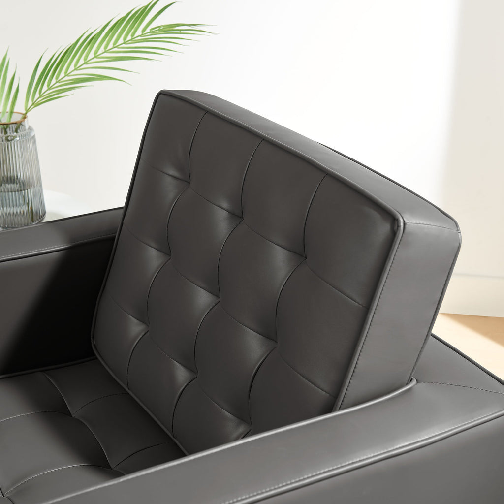 Loft Tufted Upholstered Faux Leather Sofa and Armchair Set by Modway