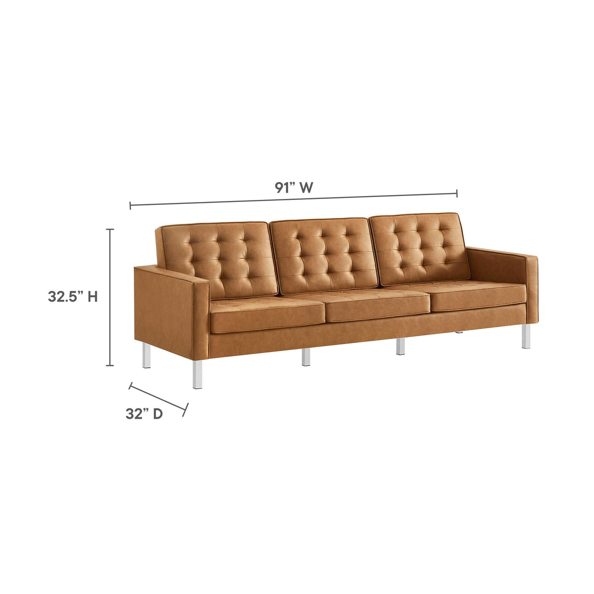 Loft Tufted Upholstered Faux Leather Sofa and Armchair Set by Modway