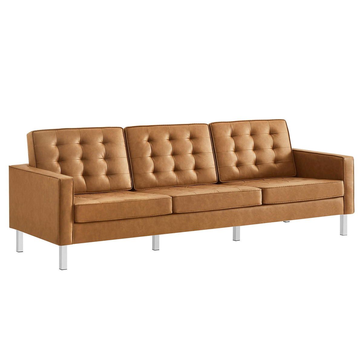 Loft Tufted Upholstered Faux Leather Sofa and Armchair Set by Modway