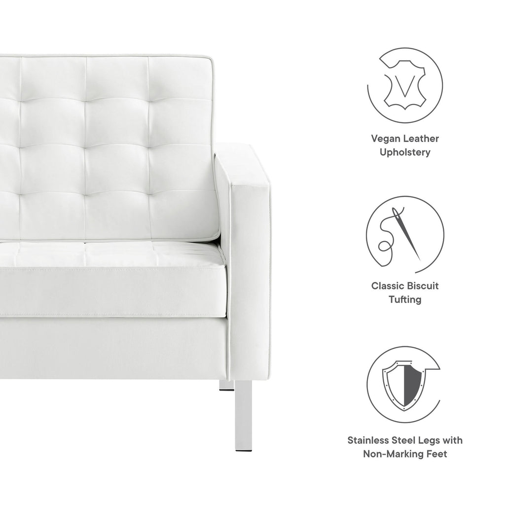 Loft Tufted Upholstered Faux Leather Sofa and Armchair Set by Modway