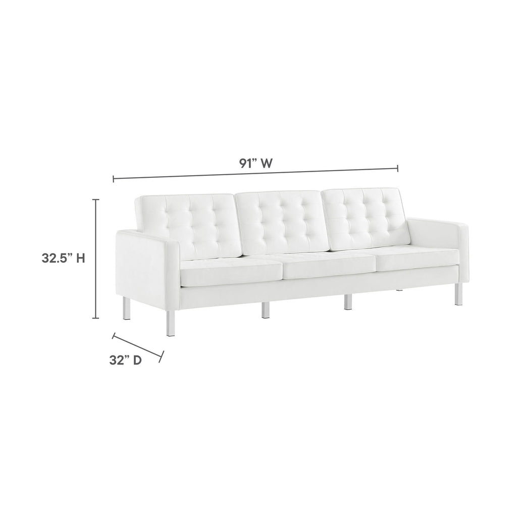 Loft Tufted Upholstered Faux Leather Sofa and Armchair Set by Modway