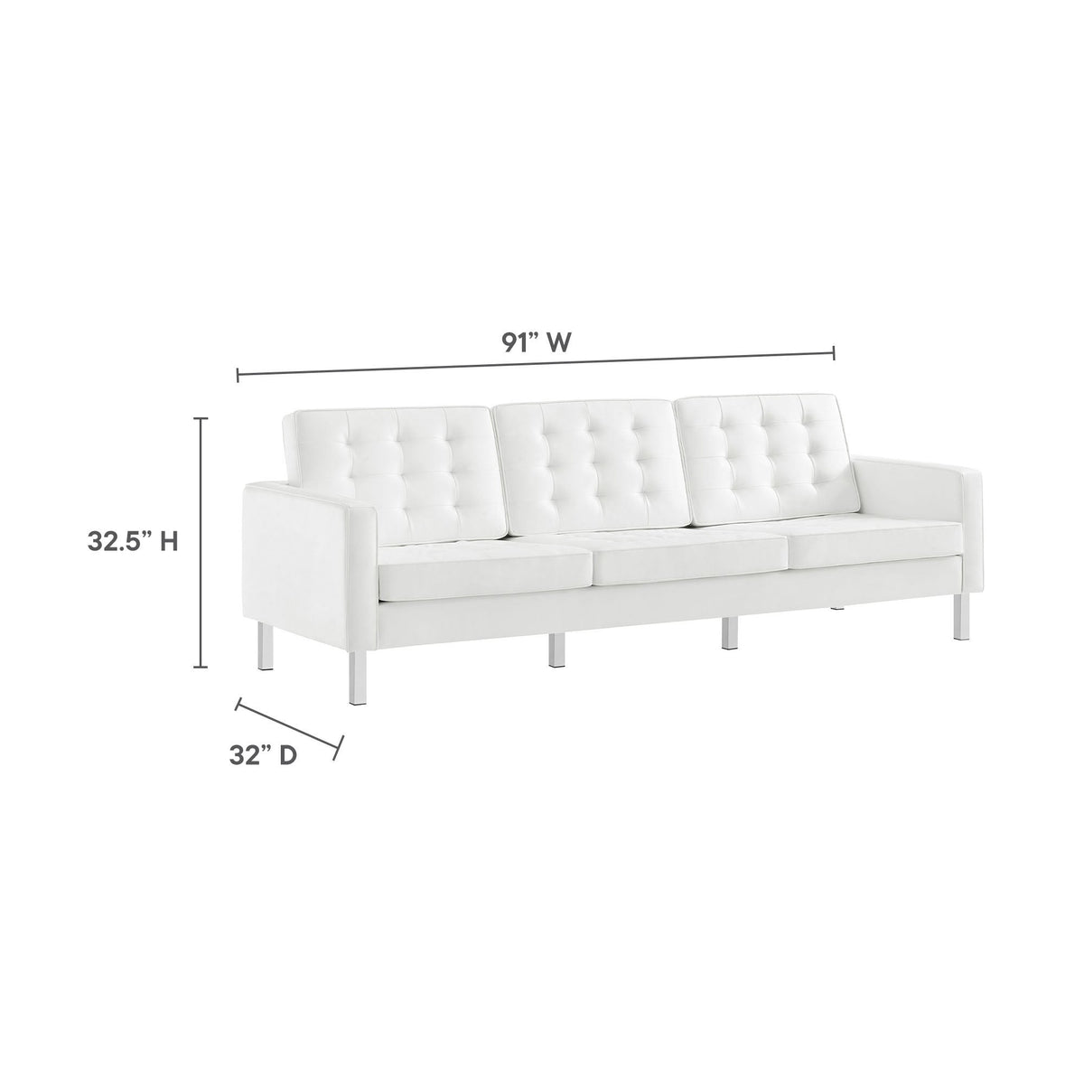 Loft Tufted Upholstered Faux Leather Sofa and Armchair Set by Modway