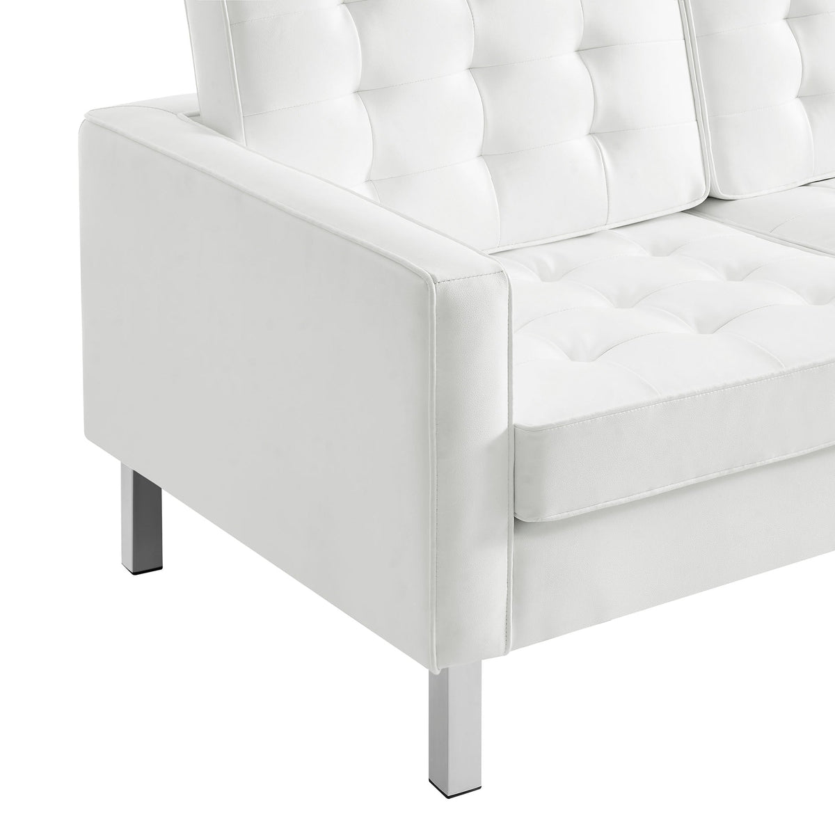 Loft Tufted Upholstered Faux Leather Sofa and Armchair Set by Modway