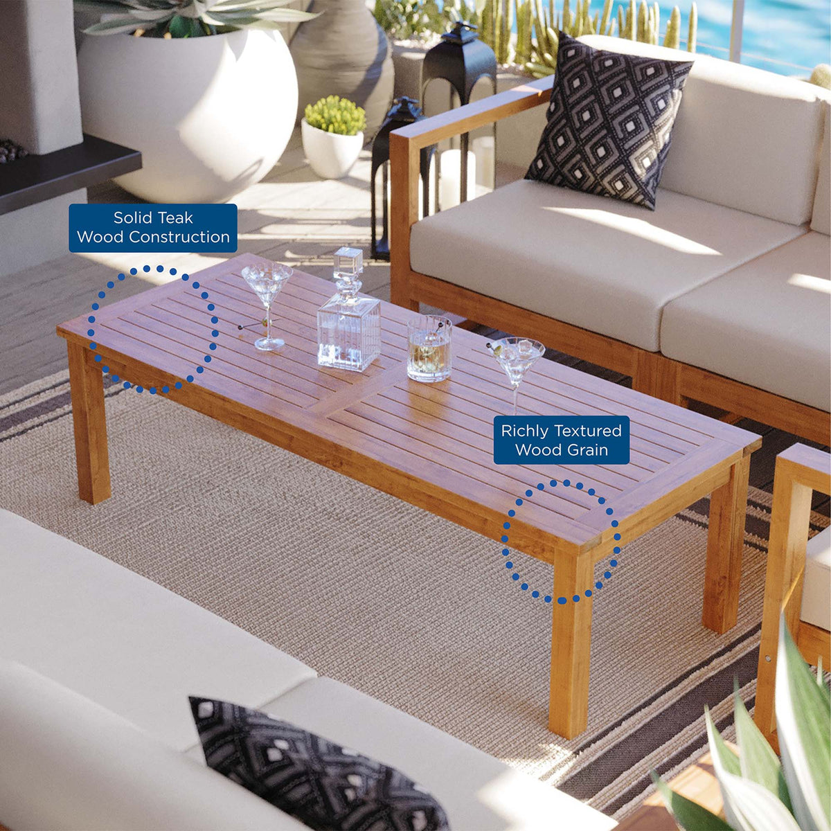 Upland 5-Piece Outdoor Patio Teak Wood Sectional Sofa Set by Modway