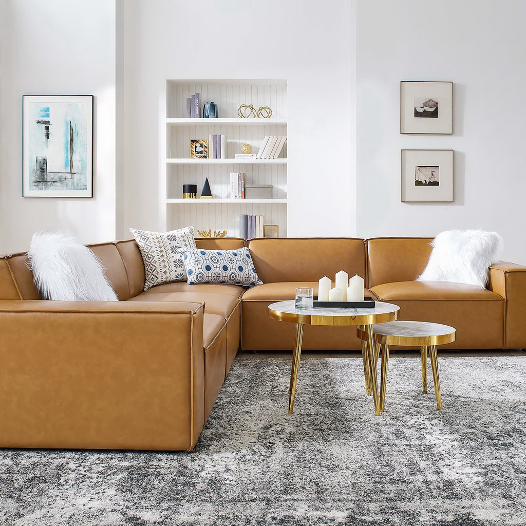 Restore 5-Piece Vegan Leather Sectional Sofa by Modway