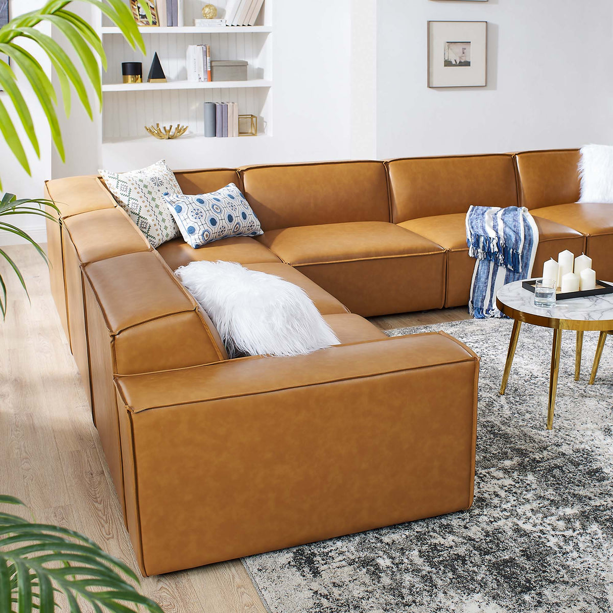 Restore 6-Piece Vegan Leather Sectional Sofa by Modway - EEI-4715