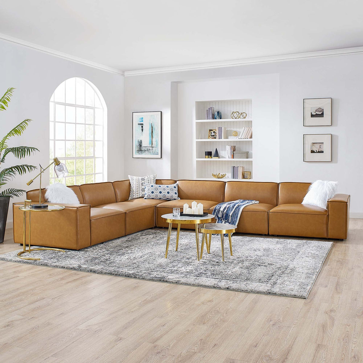 Restore 6-Piece Vegan Leather Sectional Sofa by Modway - EEI-4715