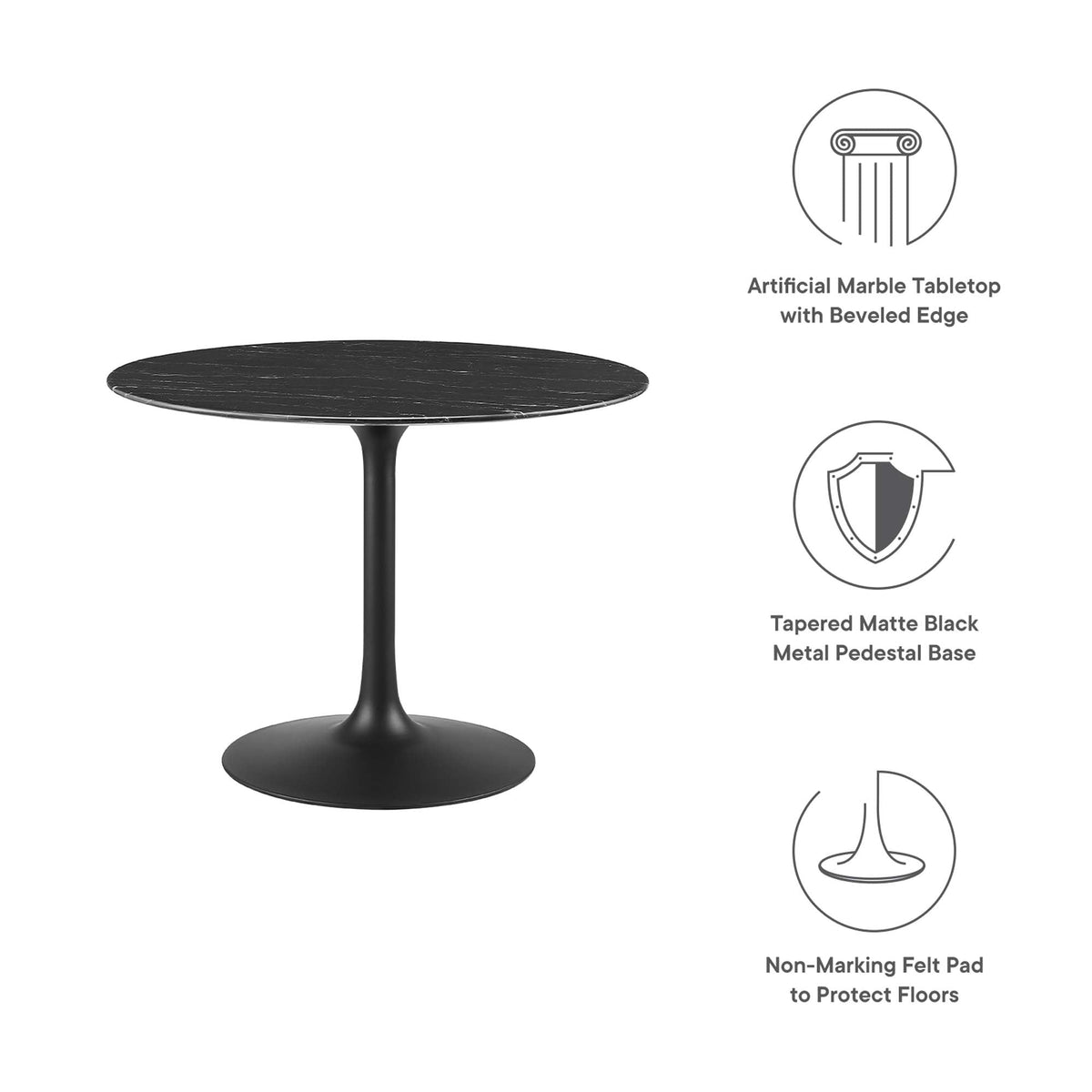 Lippa 40" Round Faux Marble Dining Table by Modway - EEI-4876
