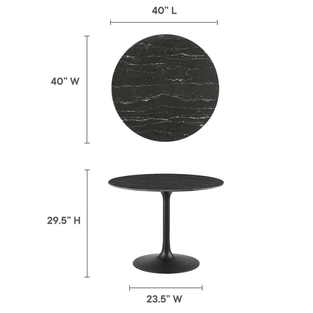 Lippa 40" Round Faux Marble Dining Table by Modway - EEI-4876