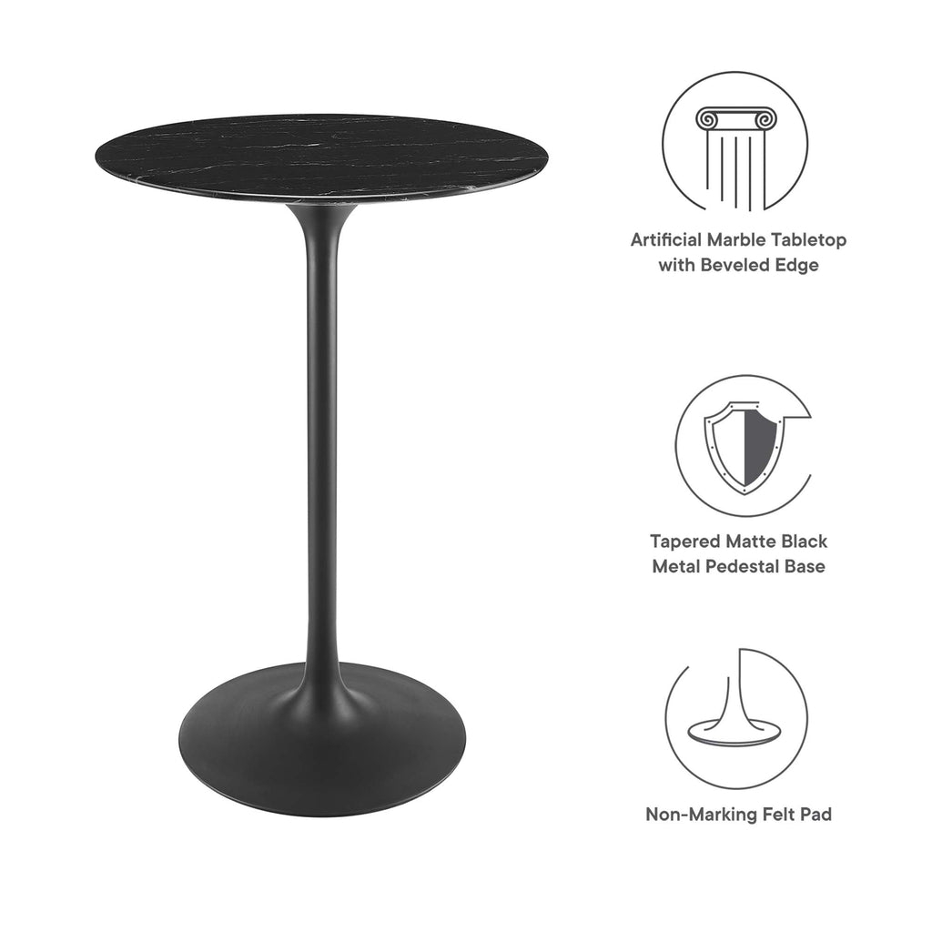 Lippa 28" Round Faux Marble Bar Table by Modway - EEI-4892