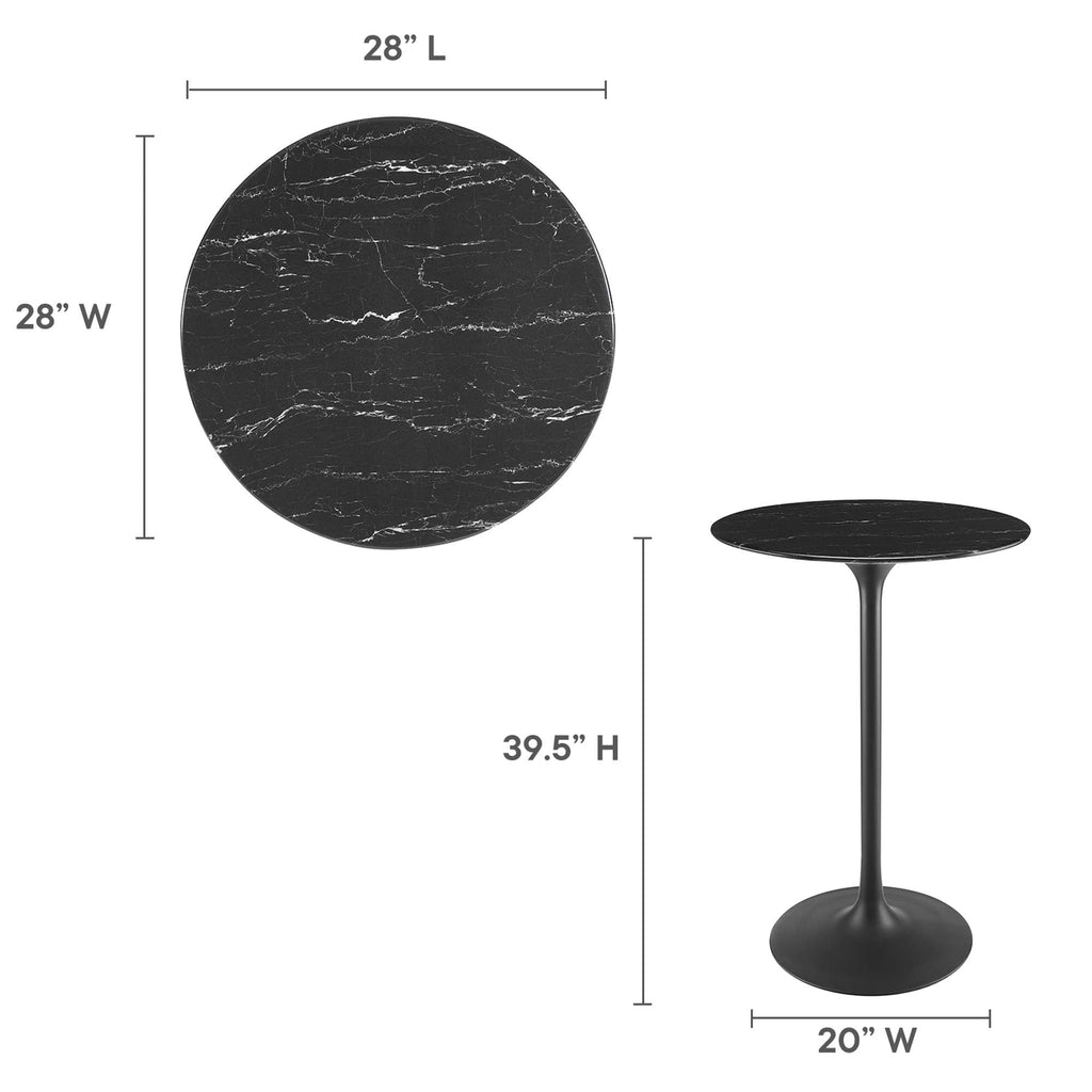 Lippa 28" Round Faux Marble Bar Table by Modway - EEI-4892