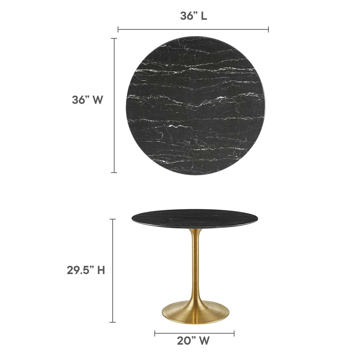 Lippa 36" Round Faux Marble Dining Table by Modway - EEI-5225