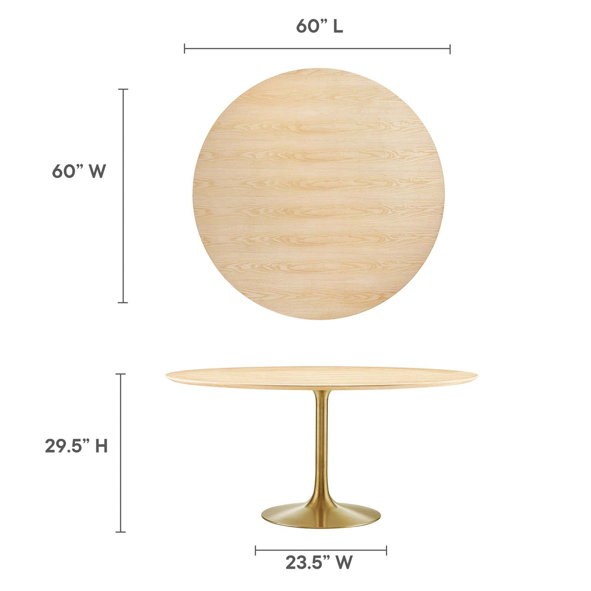 Lippa 60" Round Wood Dining Table by Modway - EEI-5233