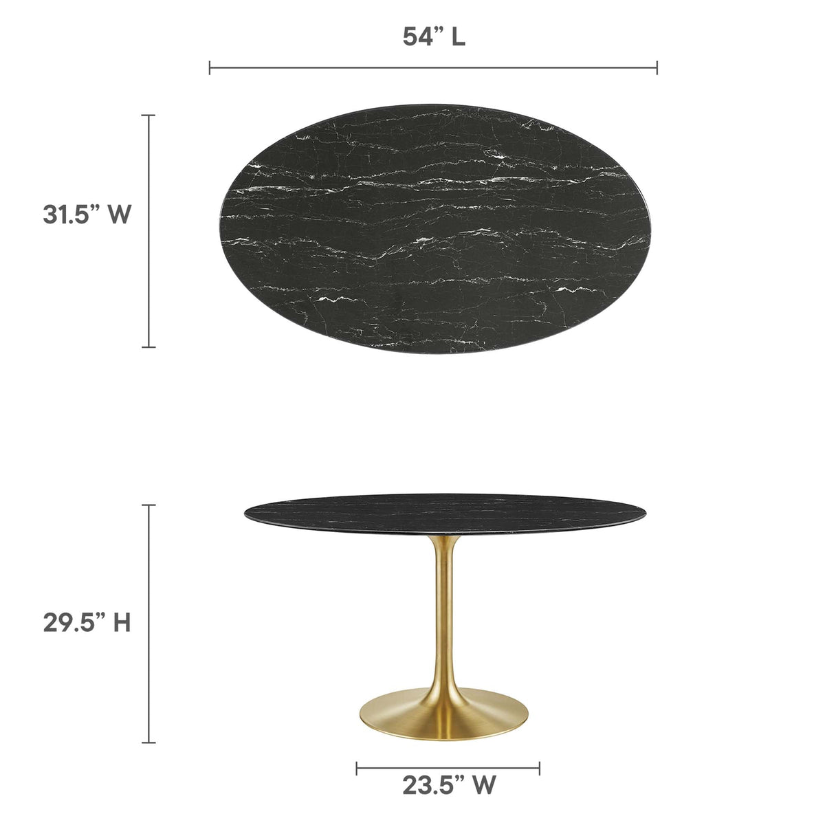 Lippa 54" Oval Faux Marble Dining Table by Modway - EEI-5242