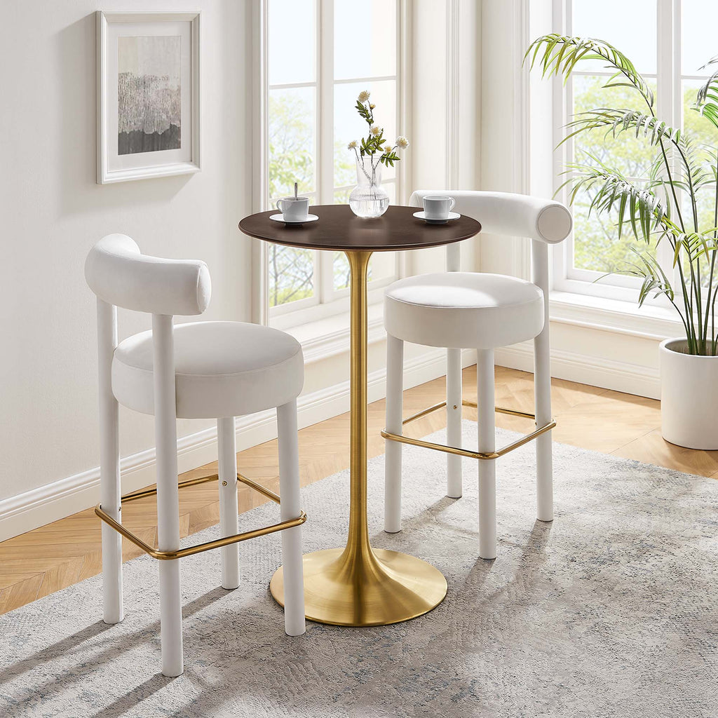 Lippa 28" Round Cherry Walnut Wood Bar Table by Modway