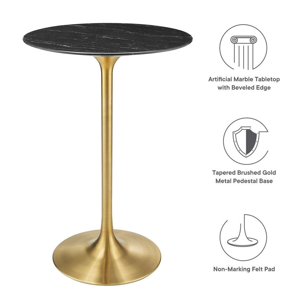 Lippa 28" Round Faux Marble Bar Table by Modway - EEI-5533