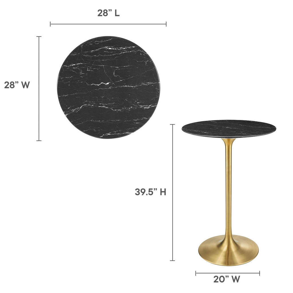 Lippa 28" Round Faux Marble Bar Table by Modway - EEI-5533