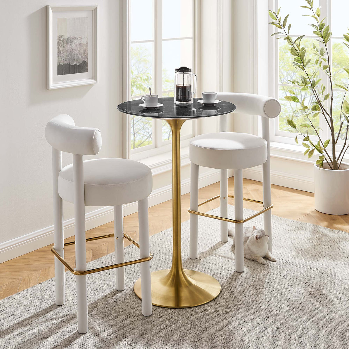 Lippa 28" Round Faux Marble Bar Table by Modway - EEI-5533