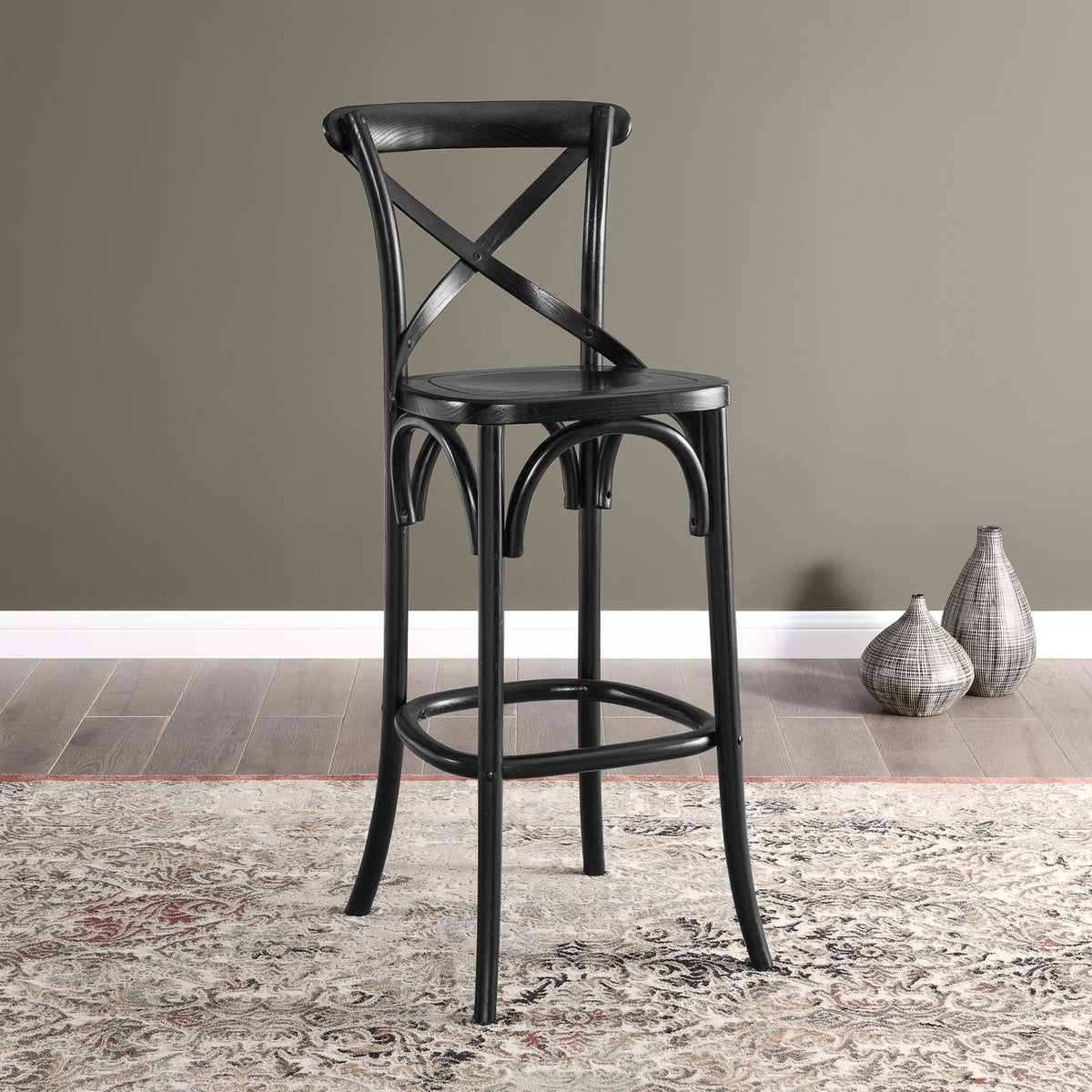 Gear Bar Stool by Modway - Black / Gray / Midnight Blue / Natural / Walnut / White (EEI-5563)