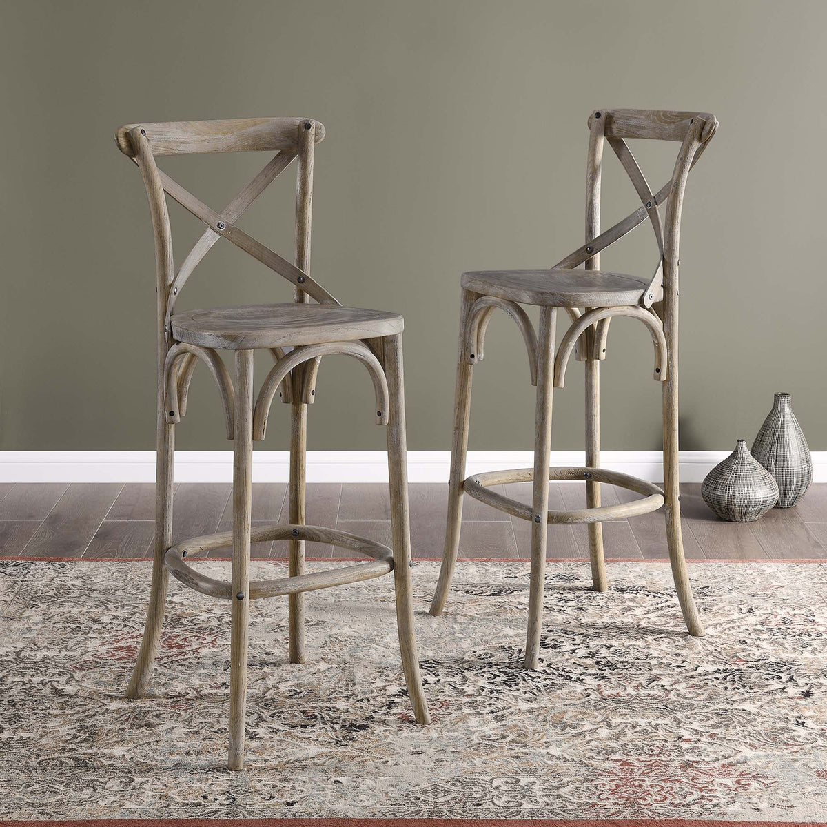 Gear Bar Stool by Modway - Black / Gray / Midnight Blue / Natural / Walnut / White (EEI-5563)