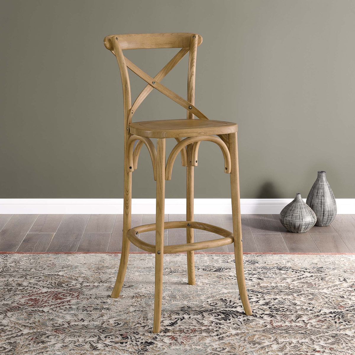 Gear Bar Stool by Modway - Black / Gray / Midnight Blue / Natural / Walnut / White (EEI-5563)
