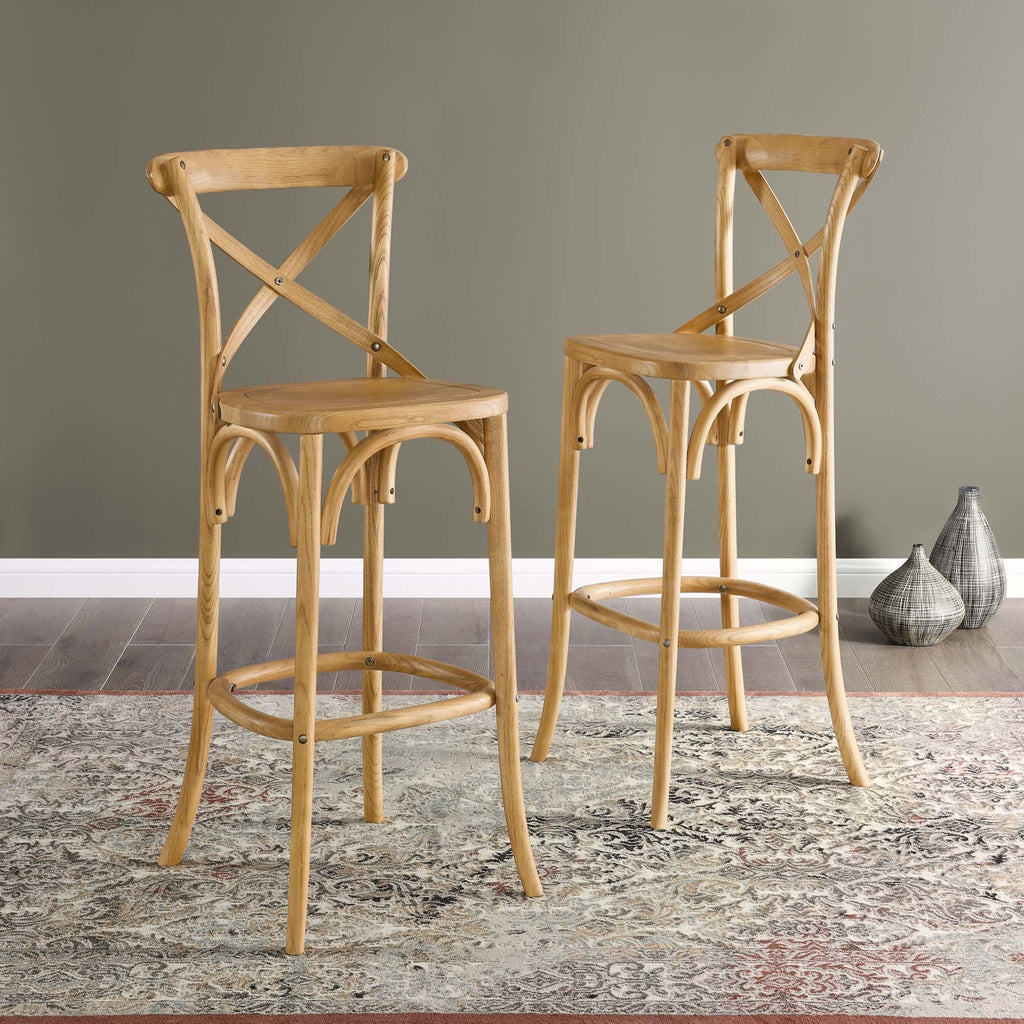 Gear Bar Stool by Modway - Black / Gray / Midnight Blue / Natural / Walnut / White (EEI-5563)